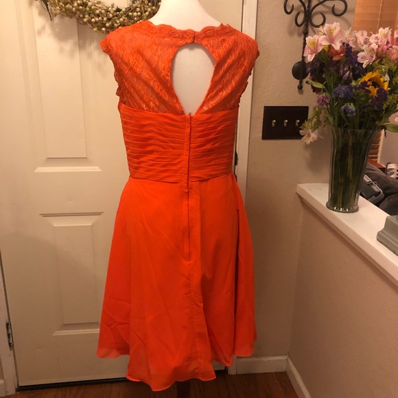 Wedding Dress Brand Orange Midi Bridesmaids Dress - Picture 6 of 8